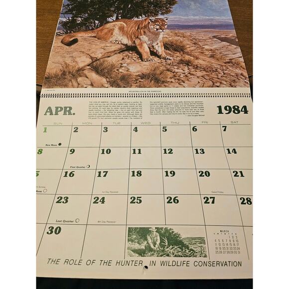 1984 Vintage Remington DuPont Calendar Hunting and Wildlife Memorabilia - Picture 5 of 8